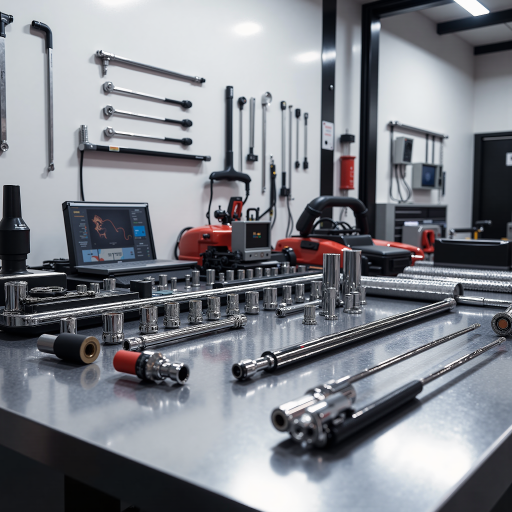 FUNATECH船越龙产品展示，精密机械配件，工业制造用品，金属材质，整齐摆放