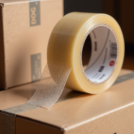 NITTO日东产品展示，透明胶带卷轴，白色包装盒，工业用途胶粘材料，整齐摆放